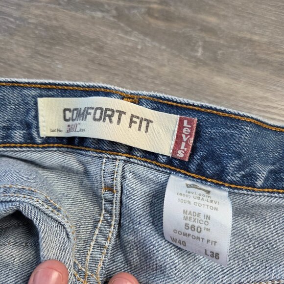 Men’s Levi’s 560 Comfort Fit Jeans – Light Blue, Size W40 L36 – Relaxed Tapered - Picture 7 of 9